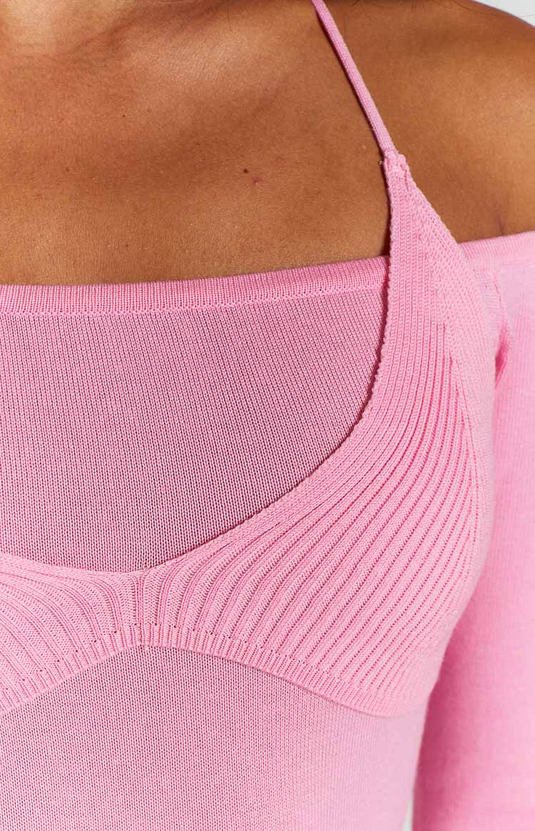 Good Days Pink Long Sleeve Knit Maxi Dress Image