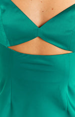 Hermitude Emerald Satin Maxi Formal Dress Image