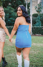 Joelle Blue Denim Strapless Mini Dress Image