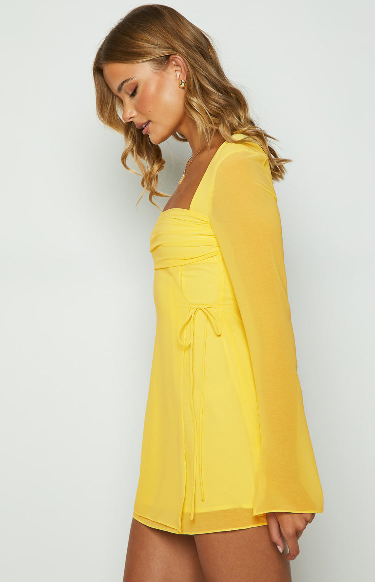 Lucy Yellow Long Sleeve Mini Dress Image