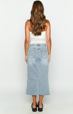 Re-worked Low Waisted Front Split Denim Midi Skirt Image