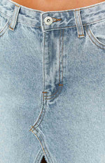 Re-worked Low Waisted Front Split Denim Midi Skirt Image