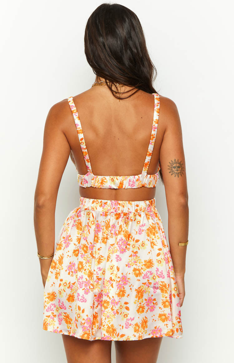 Juliette Orange Floral Mini Dress Image