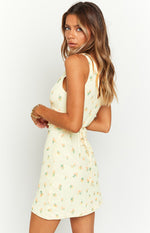 Laurie Yellow Floral Mesh Mini Dress Image
