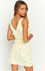 Laurie Yellow Floral Mesh Mini Dress Image