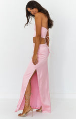Mckenzie Pink Satin Maxi Skirt Image