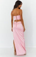 Mckenzie Pink Satin Maxi Skirt Image