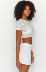 Monica Cream Print Crop Top Image
