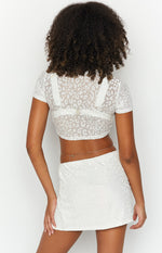 Monica Cream Print Crop Top Image