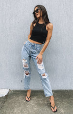 Naomi Ribbed Tank Black Image