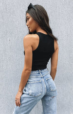 Naomi Ribbed Tank Black Image