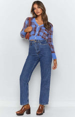 Hannah Checked Cardigan Blue Image