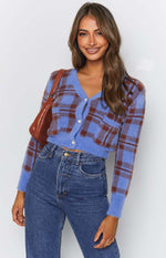 Hannah Checked Cardigan Blue Image
