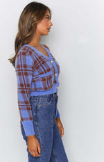 Hannah Checked Cardigan Blue Image
