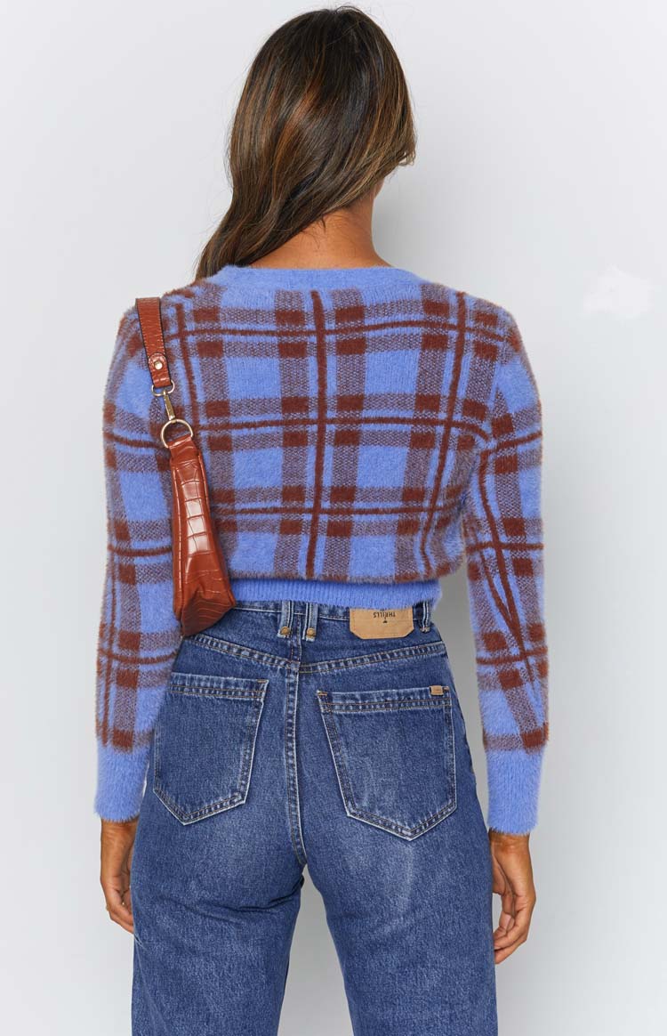 Hannah Checked Cardigan Blue Image