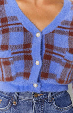 Hannah Checked Cardigan Blue Image