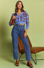 Hannah Checked Cardigan Blue Image