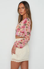 Olympia Cream Crochet Mini Skirt Image