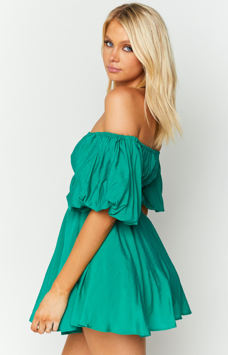 Paradise Puff Sleeve Dress Green Image