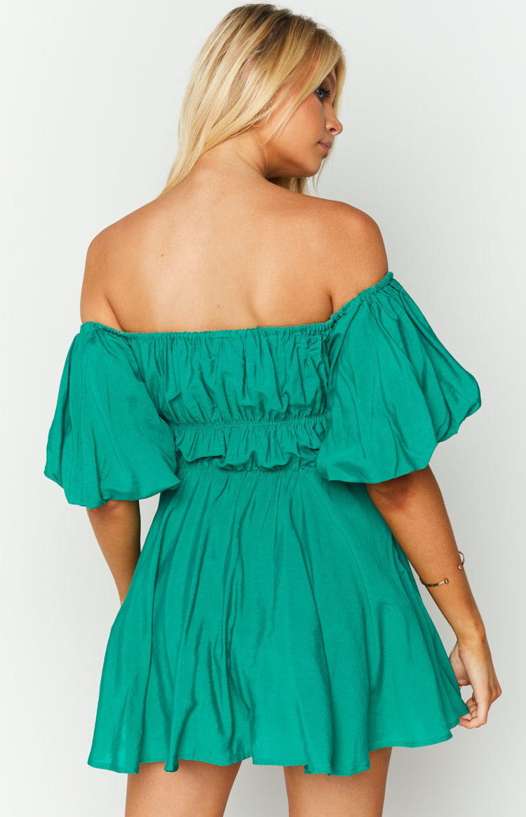 Paradise Puff Sleeve Dress Green Image