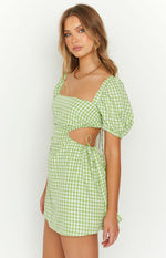 Penelope Green Gingham Mini Dress Image