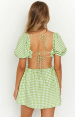 Penelope Green Gingham Mini Dress Image