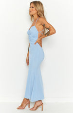 Pierson Blue Mesh Ruched Maxi Dress Image