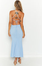 Pierson Blue Mesh Ruched Maxi Dress Image