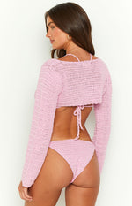 9.0 Swim Clarie Pink Crochet Bolero Image