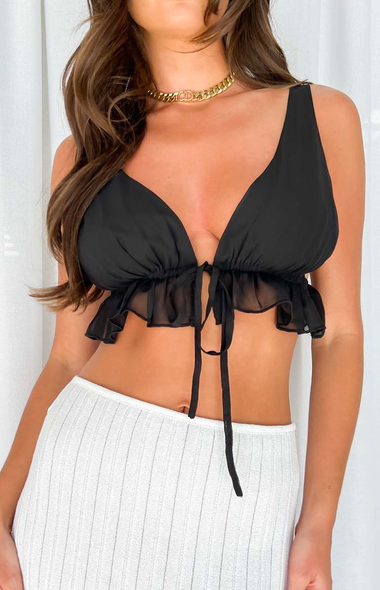 Poppy Black Crop Top Image