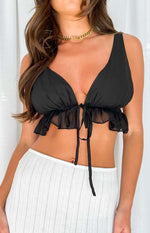 Poppy Black Crop Top Image