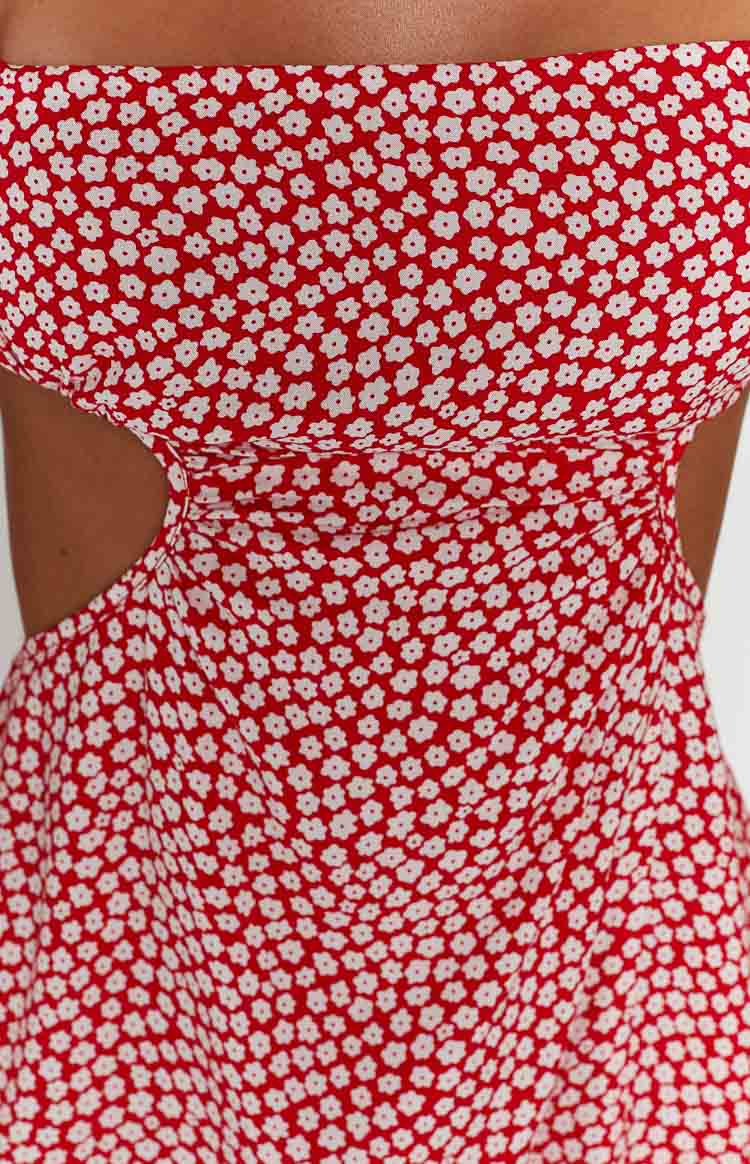 Jenna Red Print Cut Out Mini Dress Image