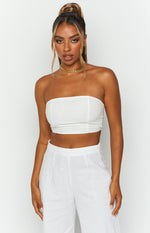 Sienna White Linen Bandeau Top Image