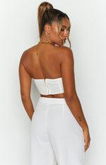 Sienna White Linen Bandeau Top Image