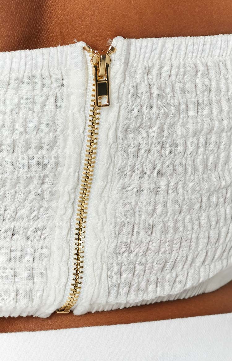 Sienna White Linen Bandeau Top Image