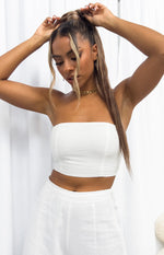 Sienna White Linen Bandeau Top Image