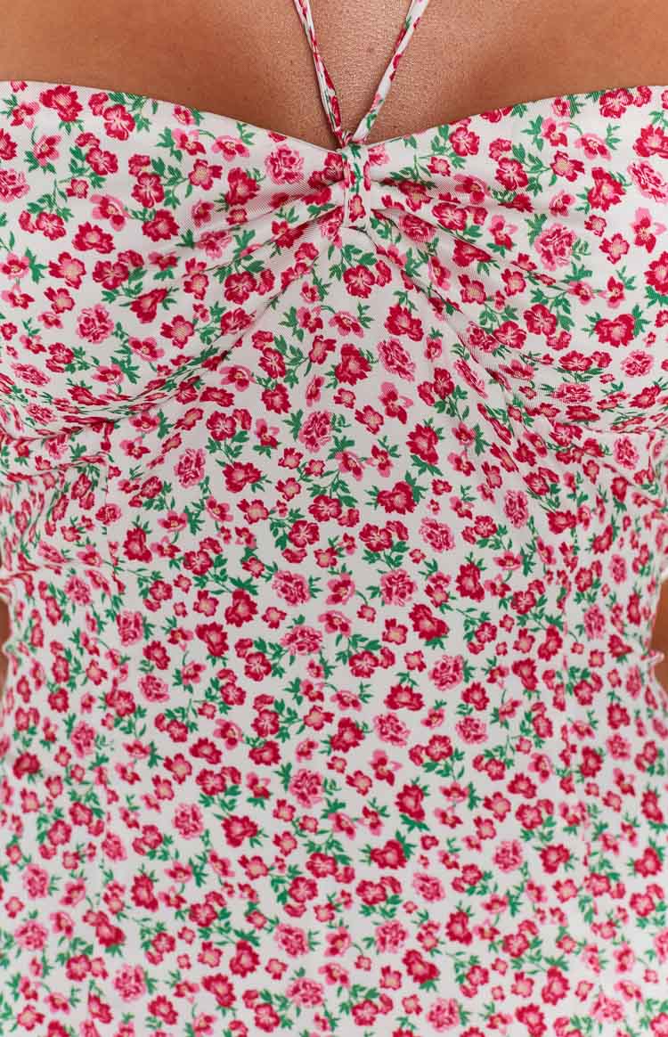 Sofia Pink Floral Halter Mini Dress Image