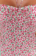 Sofia Pink Floral Halter Mini Dress Image