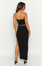 Summertime Black Knit Maxi Skirt Image