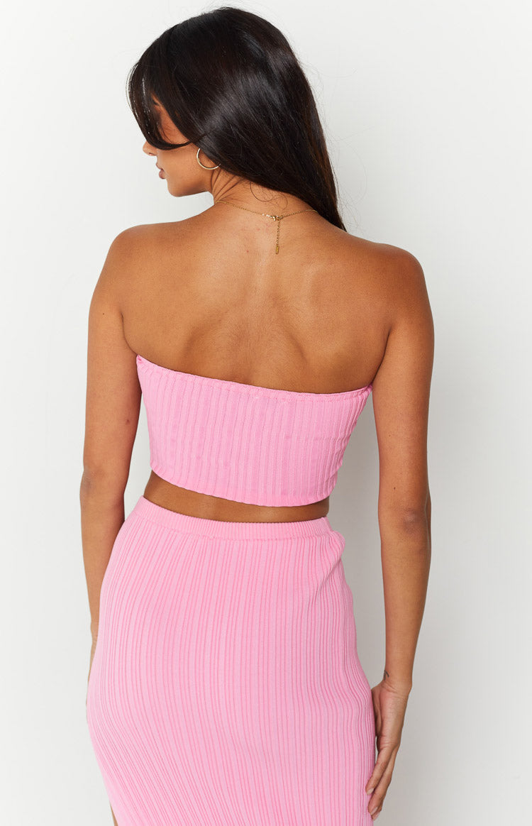 Summertime Pink Knit Bandeau Top Image