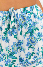 Sweet Satin Blue Floral Maxi Skirt Image