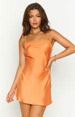 Teddie Orange Satin Slip Dress Image