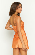 Teddie Orange Satin Slip Dress Image