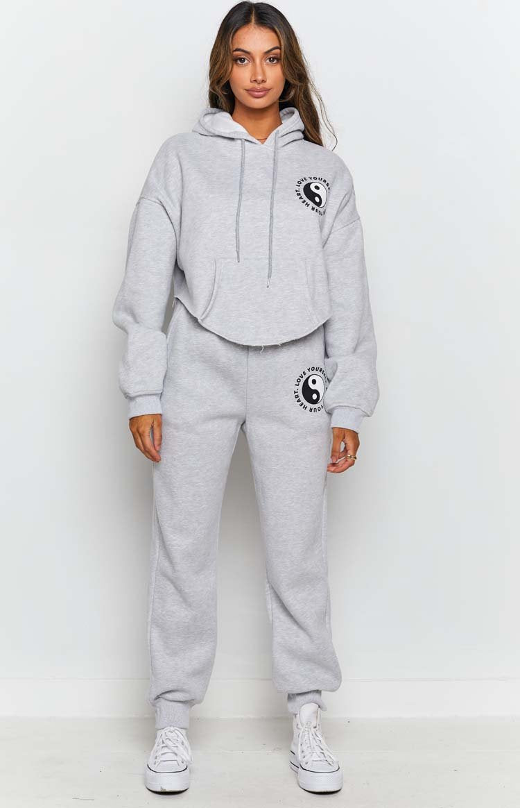 Yin Yang Hoodie Grey Marle Image