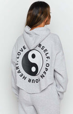 Yin Yang Hoodie Grey Marle Image