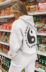 Yin Yang Hoodie Grey Marle Image