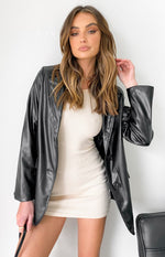 Zina PU Blazer Black Image