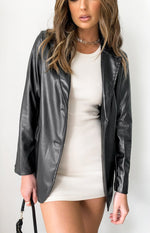 Zina PU Blazer Black Image