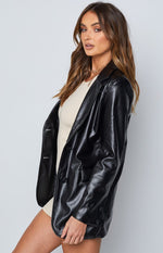 Zina PU Blazer Black Image