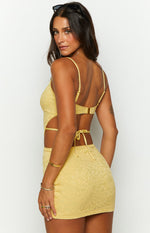 Amerie Yellow Lace Mini Dress Image